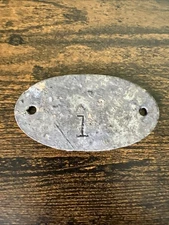 Antique Number Id Metal Badge Tag