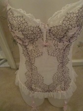 Victoria's Secret pink black lace lingerie garter terry size 34C