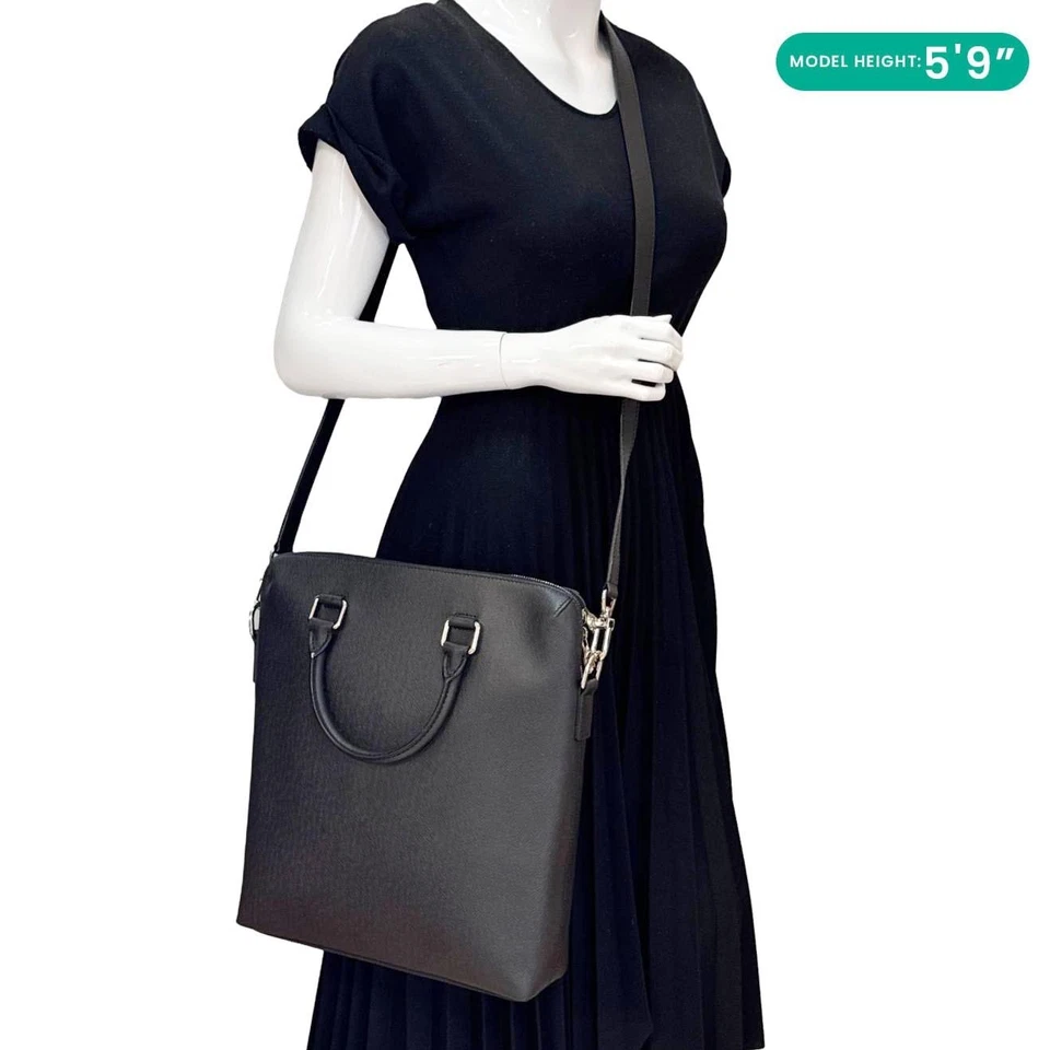 LOUIS VUITTON Grigori Taiga Leather Tote Crossbody Bag Black