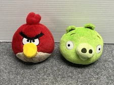 Angry Birds Green Pig Plush & Red Bird 4” Plush No Sound 2010 Commonwealth