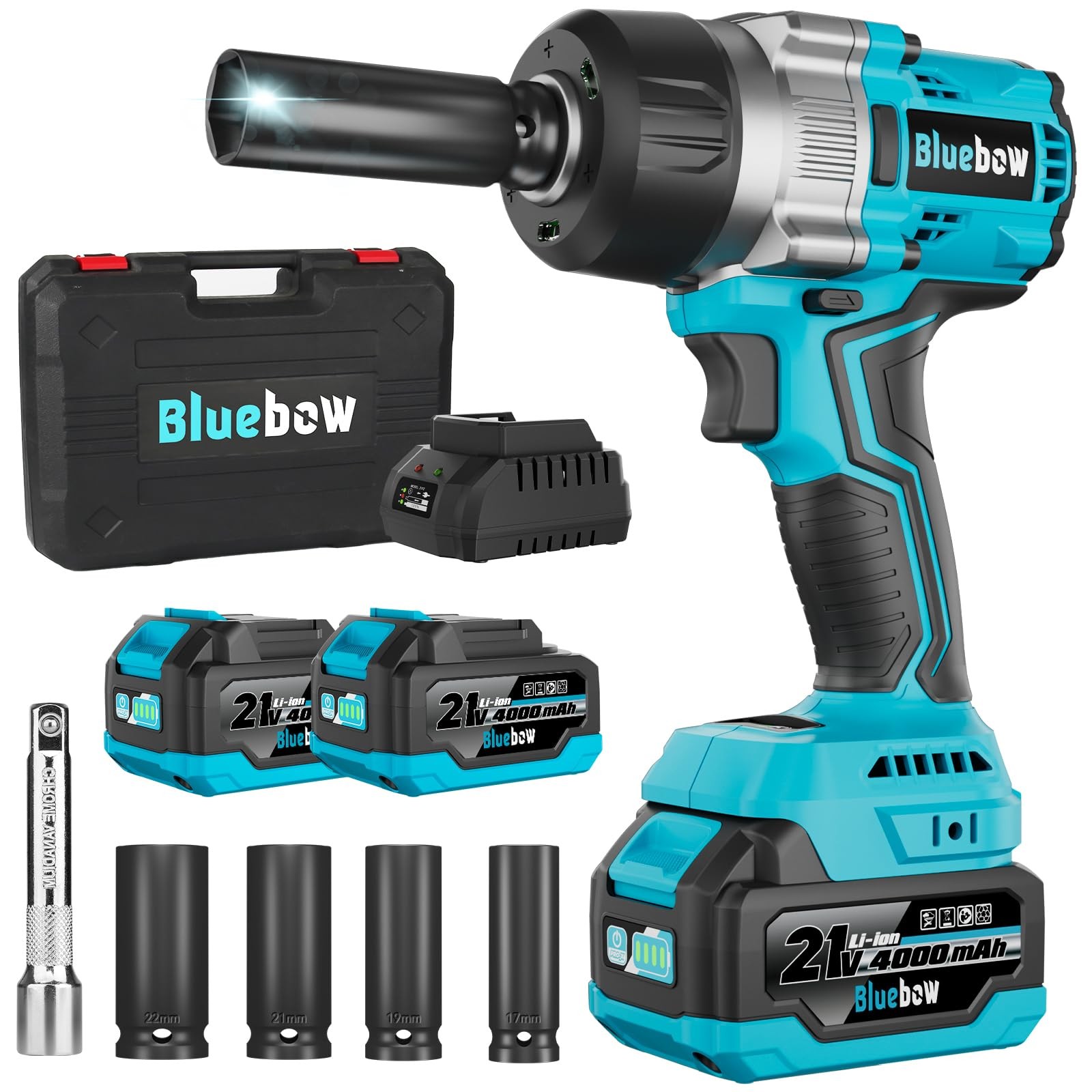 Remove Lug Nuts Fast - 900 Ft lbs Cordless Impact Wrench with 2 Batteries
