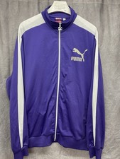 Puma Lifestyle Classic Purple Men's White Purple Zip Track Jacket 2XL XXL