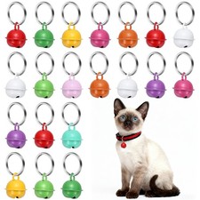 20Set 18mm Cat Bells, Copper Bells for Collars with Key Ring, Mixed Colors