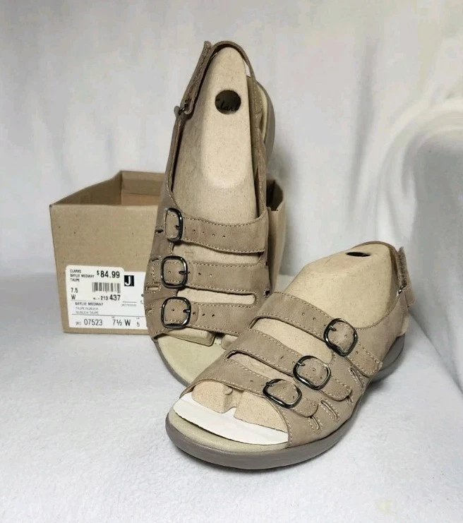 Sandali comodi Clarks Saylie Medway taupe slingback scamosciati taglia 7 5 larghi E