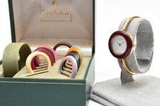 【[NEAR MINT w/BOX】GUCCI Change Bezel 11/12.2 11 Colors Gold Qz Women's Watch