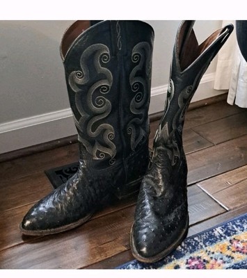 Tony Lama Vintage El Rey Ostrich Leather Cowboy Boots, Size 7EEEE vintage-tony-lama-el-rey-v0-  main image 3