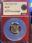 1992 $5 American Gold Eagle NGC MS70 1/10 Oz Coin