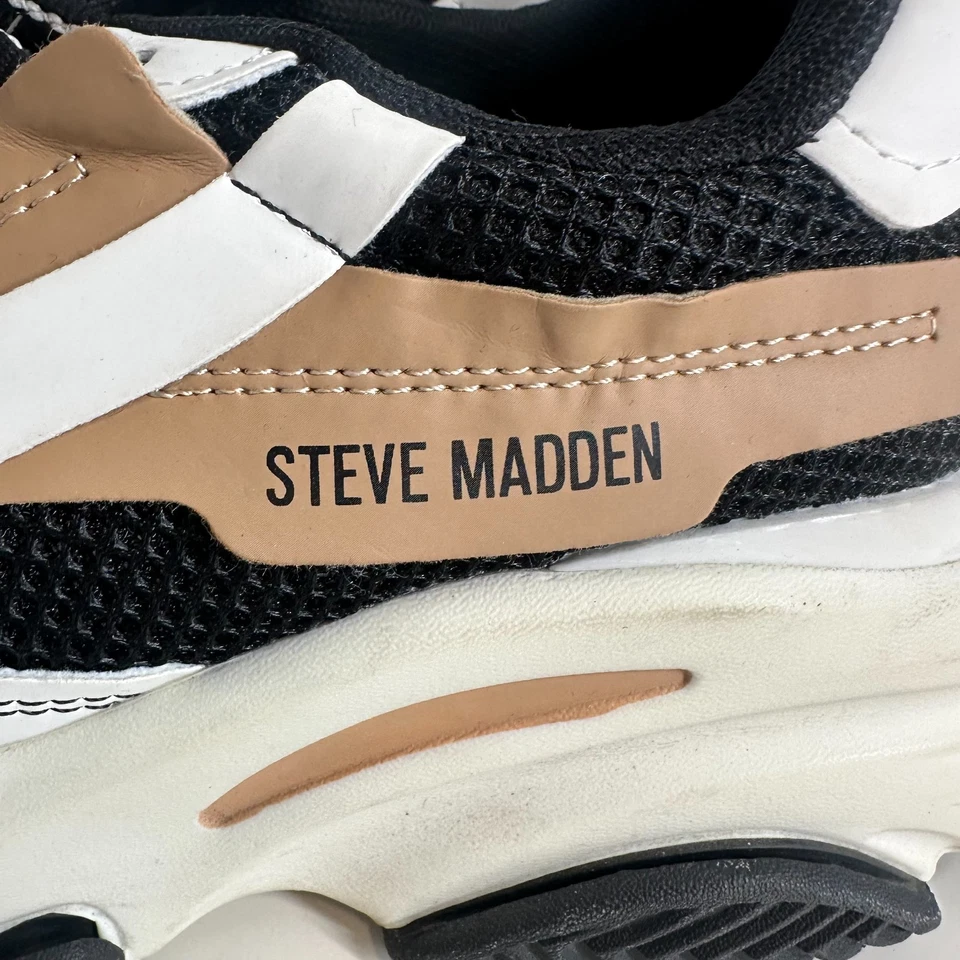 Steve Madden POSS03S1 Platform Lace-Up Sneakers Possession Shoes White Black 9M - Image 4 of 4