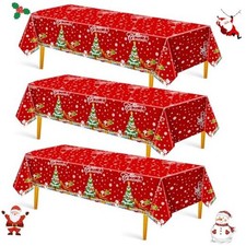 3 Pcs Christmas Plastic Tablecloth Christmas Disposable Party Tablecloth 54" x