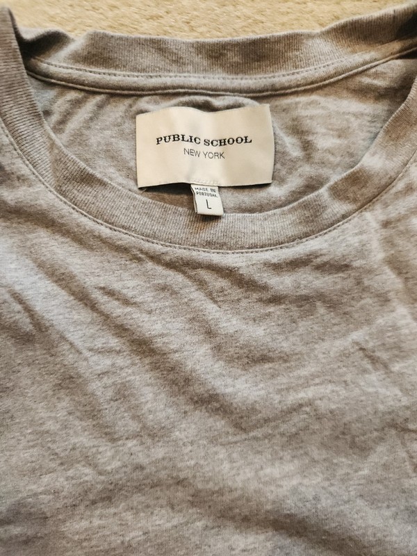 PUBLIC SCHOOL T-Shirt Top Size L Split Hem Made in Portugal 