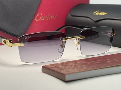 Cartier Rectangle CT02870 005 L H18J678E7 Black Gold Frame Grey Gradient Lens