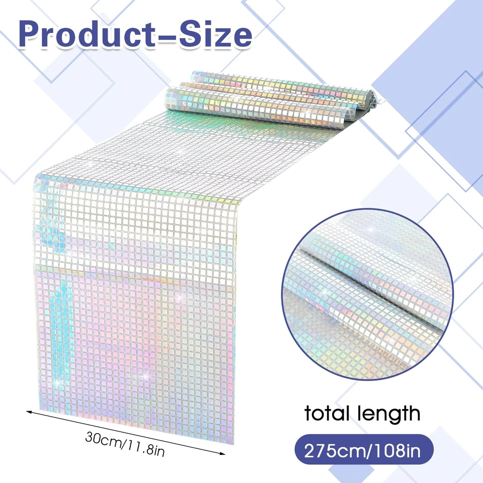 Pacote com 2 toalhas de mesa de discoteca, glitter corredor de mesa lantejoulas anos 80 anos 70 The... - Imagem 3 de 4