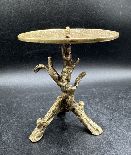 Vintage Pier 1 Brass Twig Tree Branch Shaped Pillar Candle Holder Decor 4.25”