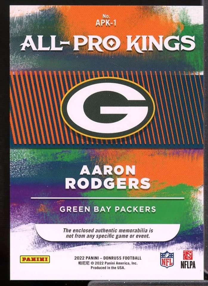 Aaron Rodgers Card 2022 Donruss All Pro Kings Jerseys #1  - Image 2 of 2