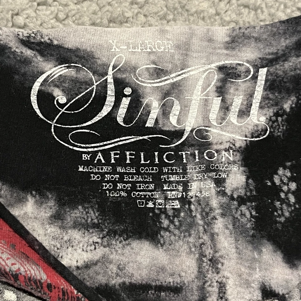 Camisa Sinful By Affliction Mujer Extra Grande Negra Manga Corta Embellecida Top Foto 3 de 4