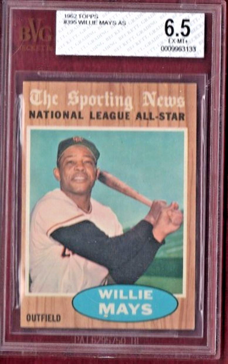WILLIE MAYS 1962 Topps ALL STAR #395 GRADED BVG 6.5 EX-MT+ HOF SF Giants