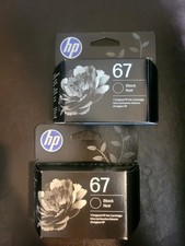 LOT OF 2 HP 67 Black Original Ink Cartridge Works w/ DeskJet 1255, 2700, 4100..