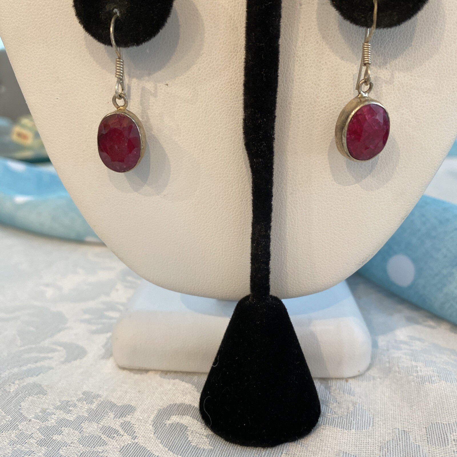 Vintage Sterling Silver .925 Ruby? Dangling Pierc… - image 1