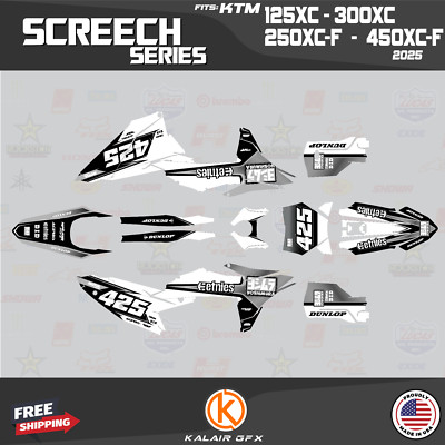 Graphics Kit for KTM 2-Stroke 125XC 250XC 300XC (2025) Screech - WHITE