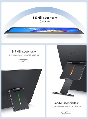 EVICIV 15.6" Touchscreen 1080P Tragbarer Monitore Bildschirm USB C HDMI w/ Stand - Picture 7 of 7