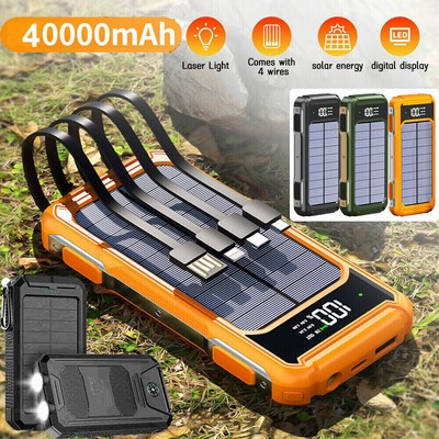 Solar Power Bank 40000mAh Tragbar Externer Batterie Ladegerät für Handy Akku DE