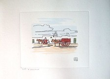 Aldo Riso  incisione acquarell. a mano cm.35x25