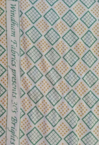 1930s BRIGHTS C.1930 WINDHAM FABRICS 23390 GREEN MUSTARD CHECK PATCHWORK FABRIC - Picture 5 of 6