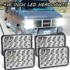 4pcs DOT 4x6" LED Headlights H4 Hi/Lo DRL For GMC C1500 Suburban G2500 G3500 Van