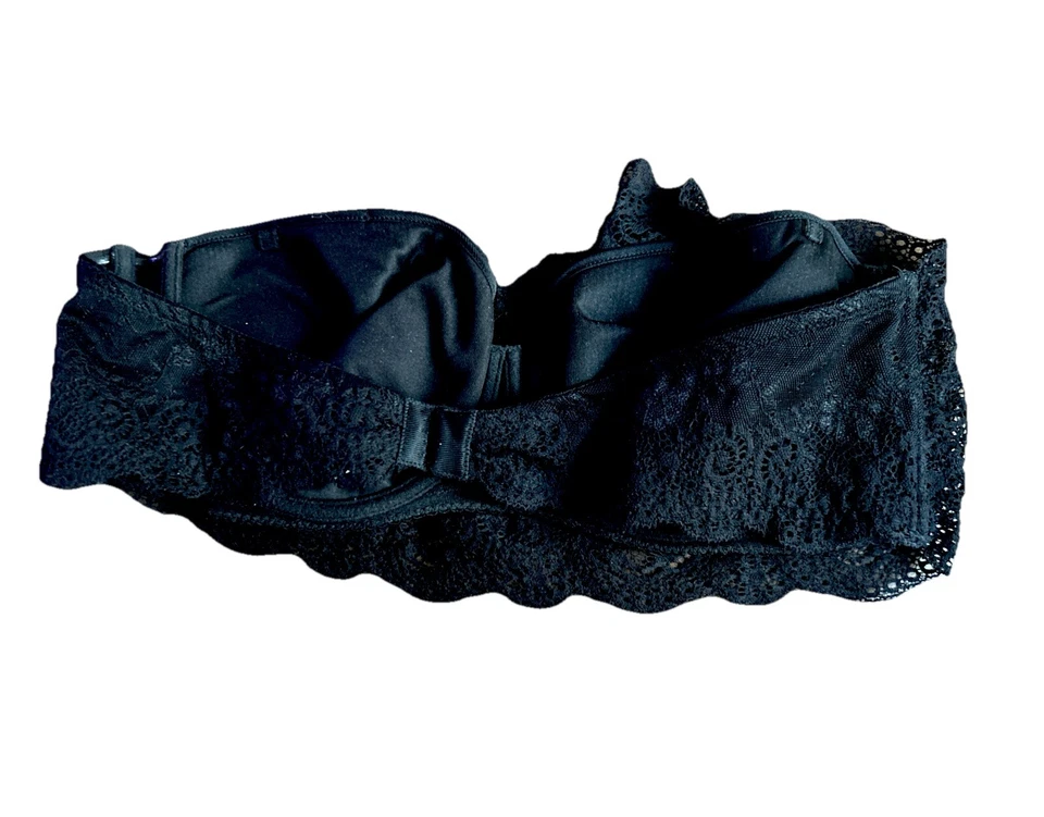 Sujetador sin tirantes Cosabella negro con superposición de encaje talla 36D Foto 3 de 3
