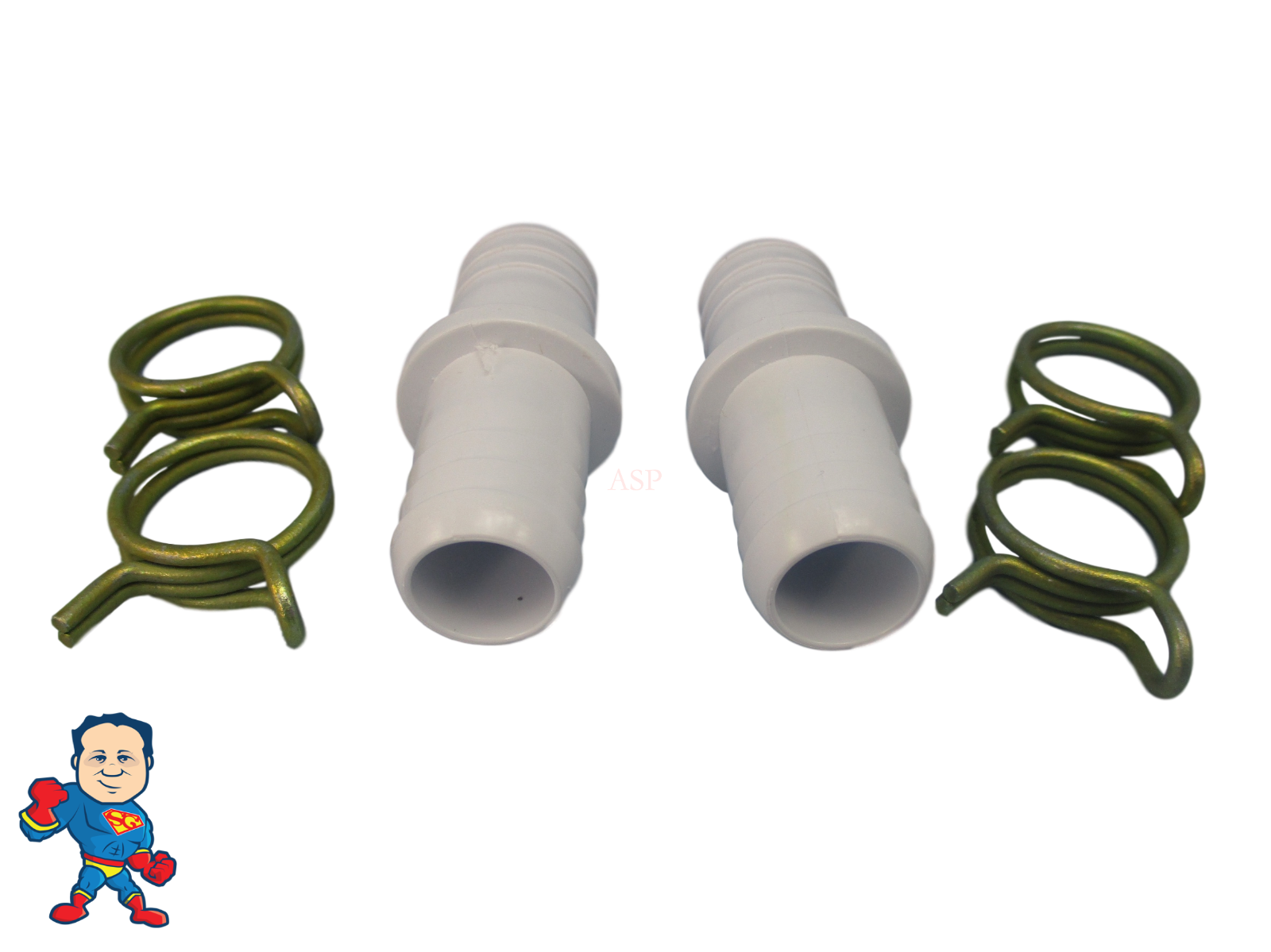 (2) Spa Hot Tub Part 3/4" Barb & Clamps Repair Coupler 1" OD, 3/4" ID