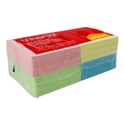 12 Pads Universal Self Stick Notes 3 x 3 Assorted Pastel 100 Sheets/Pad UNV35669