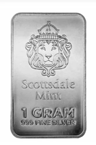 1 Gram  .999 Fine Silver Bar - BU - Scottsdale Prepper Bar