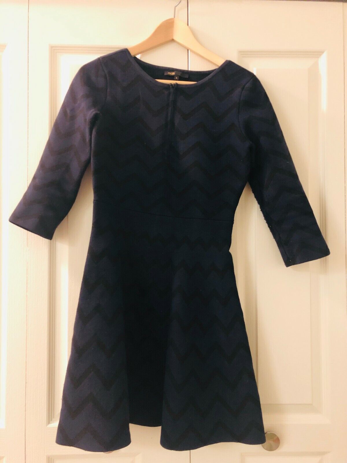 Maje Womens Dress Size 2 Navy blue strip dress - image 6