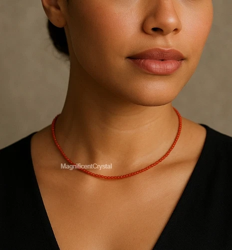 Gargantilla Cornalina Natural Delicada Reina Collar Sanación Reiki Energía Mujeres Regalos Foto 3 de 4