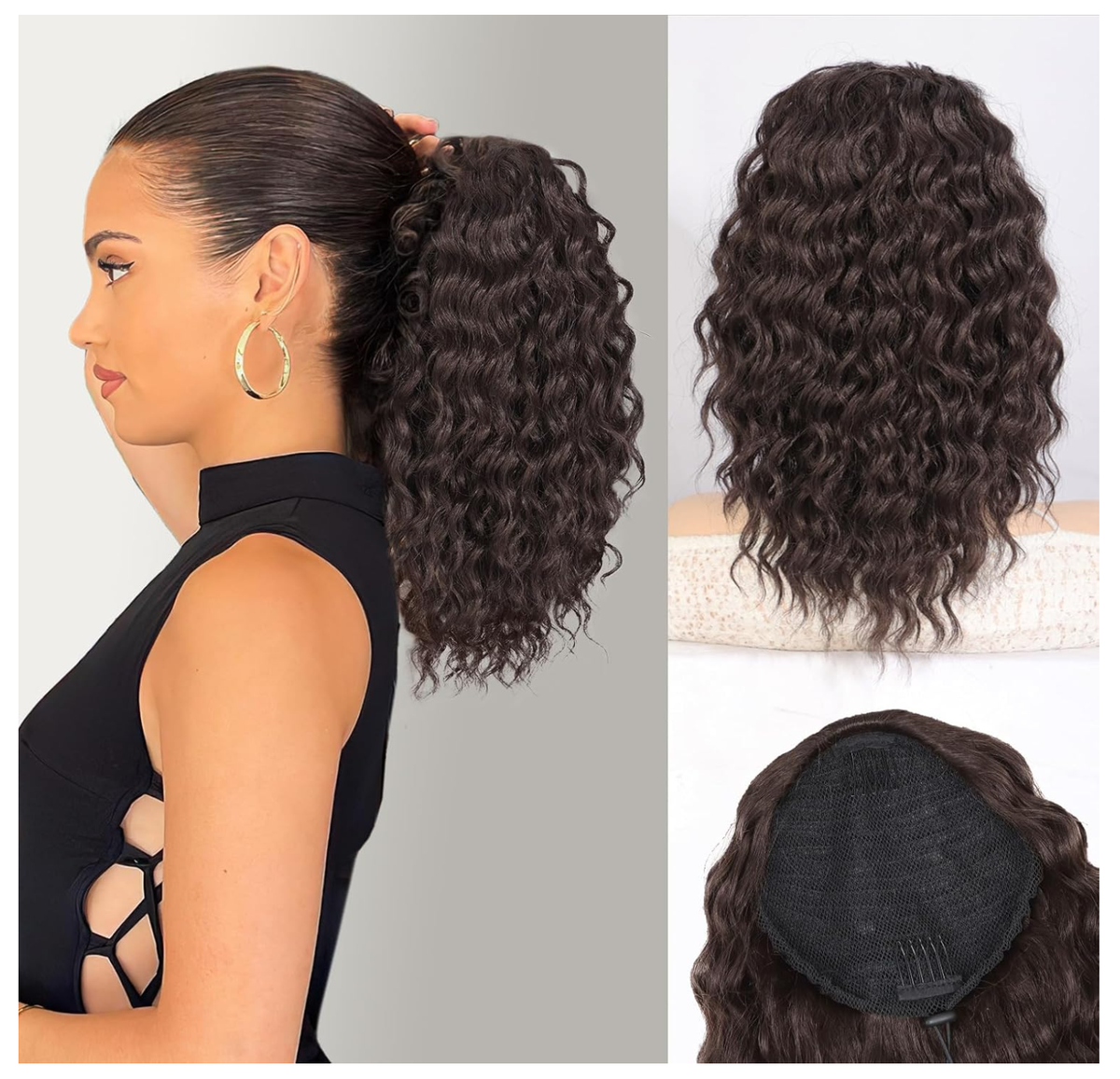 Curly Ponytail Extension,Drawstring Ponytail Synthetic, 14 Inch