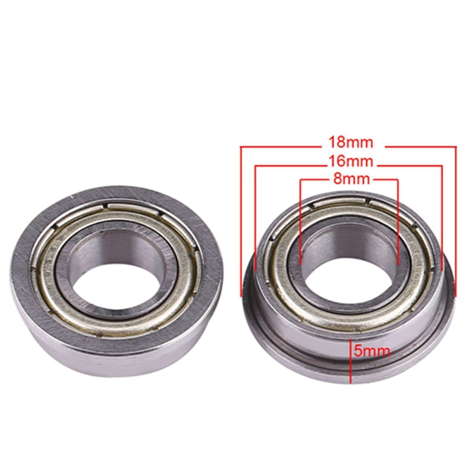 10pcs F688ZZ Metal Steel Double Shielded Flange Ball Bearings 8*16*5mm For Motor