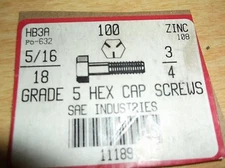NEW SAE Industries Grade 5 Hex Cap Screws 5/16/18-3/4 11189, Lot of 28 *FREE SHP