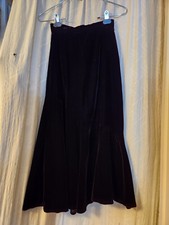 Gorgeous 80s Vintage Black Velvet Mid Length Flared Pencil Skirt Holidays XS sz1