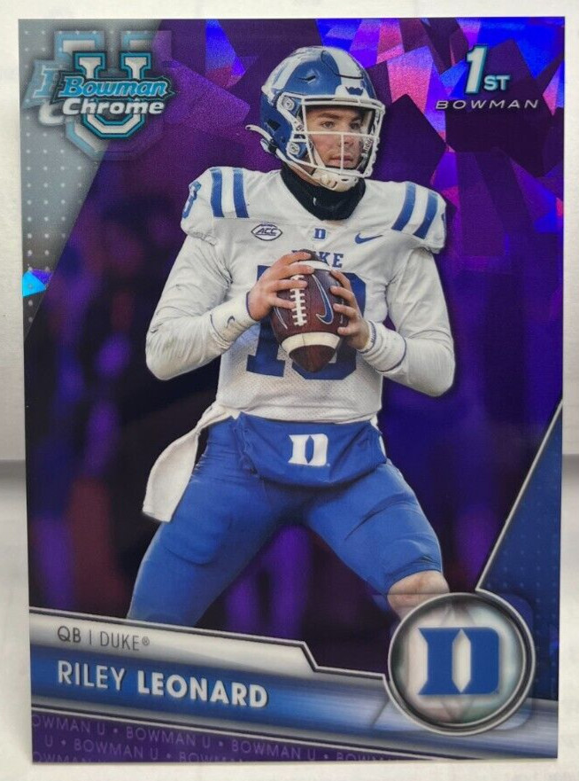 Riley Leonard 2023 Bowman Chrome U Sapphire PURPLE Refractor #'d 10/10 - DUKE
