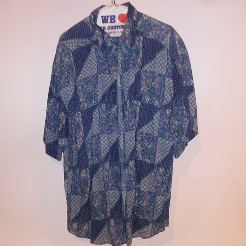 Structure Mens Button Down Shirt Large Short Sleeve 100% Rayon - Picture 2 of 6