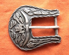 Vtg Chacon Sterling Silver Cowgirl Rangers Buckle Longhorn Western Belt Buckle