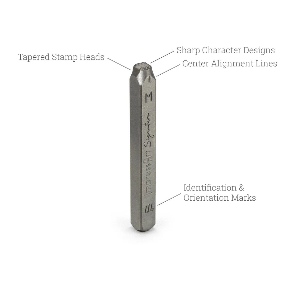 Estampillas metálicas con letras de firma en mayúsculas de amatista, punzones para joyas ImpressArt Foto 2 de 4