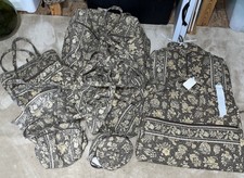 1998 Retired Vera Bradley Java Brown, Travel Set 10 Pieces Total, Some With Nwt