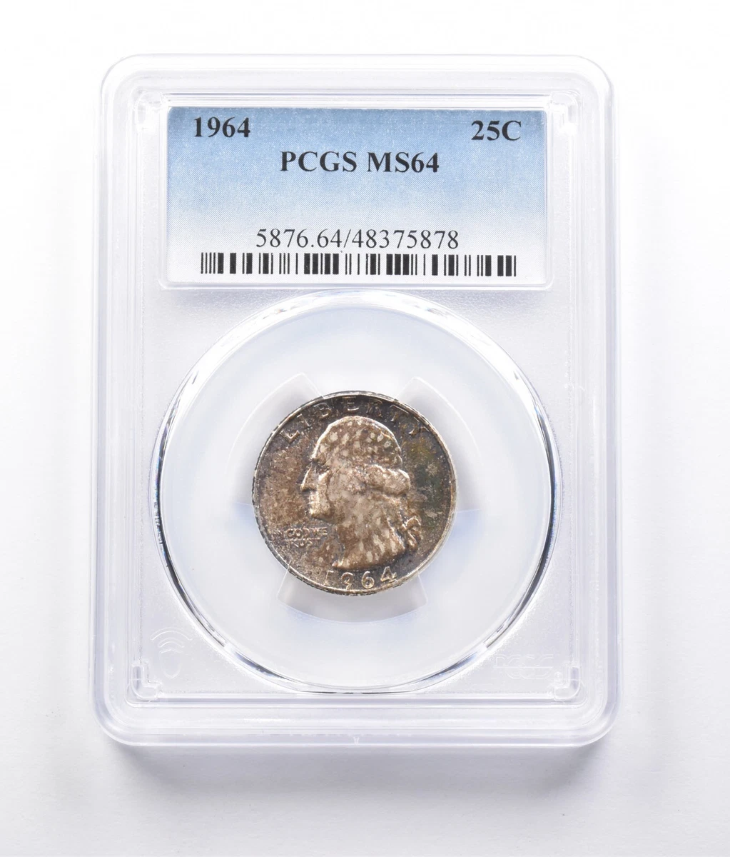 PCGS Certified MS 64 Graded 1964 Washington Quarters (1932-1998