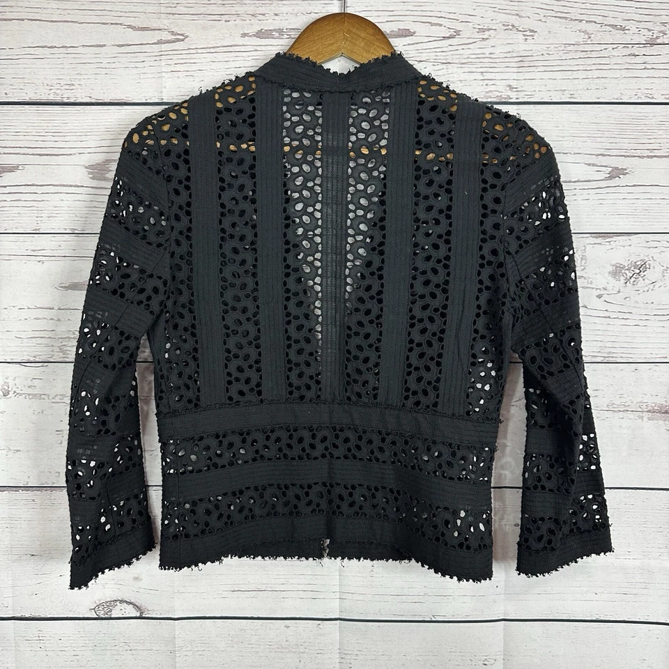 Cárdigan Vivienne Tam Mujer Pequeño Negro Ojales Diseñador Cápsula Minimalista Foto 4 de 4