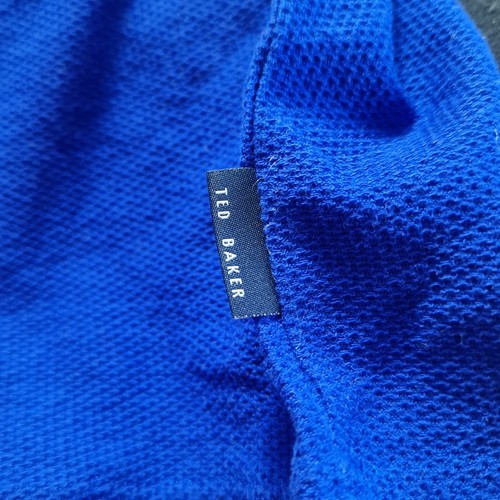 Ted Baker Men's Blue Short Sleeve Polo Shirt Size 3 Medium Pocket Buttons - Picture 4 of 5