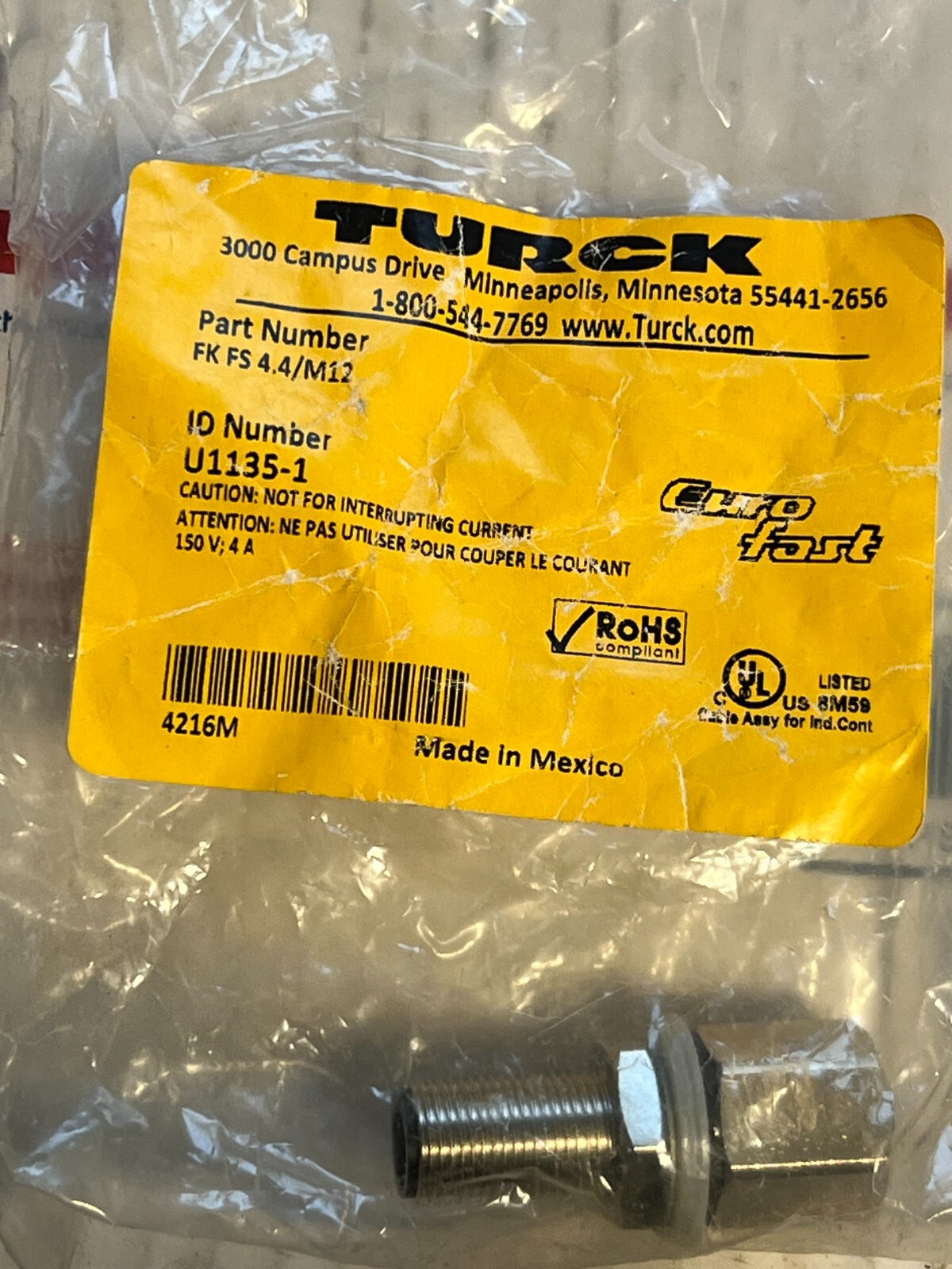 turck fkfs4.4/m12 nos poor packaging u1135-1