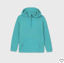 All In Motion Teal Boys' Fleece 1/4 Zip Pullover Hoodie Sweatshirt Xl 16 Nwt