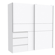 Armadio a 2 ante scorrevoli FJOLLA con 3 cassetti in laminato LAP 200x201x61 cm.