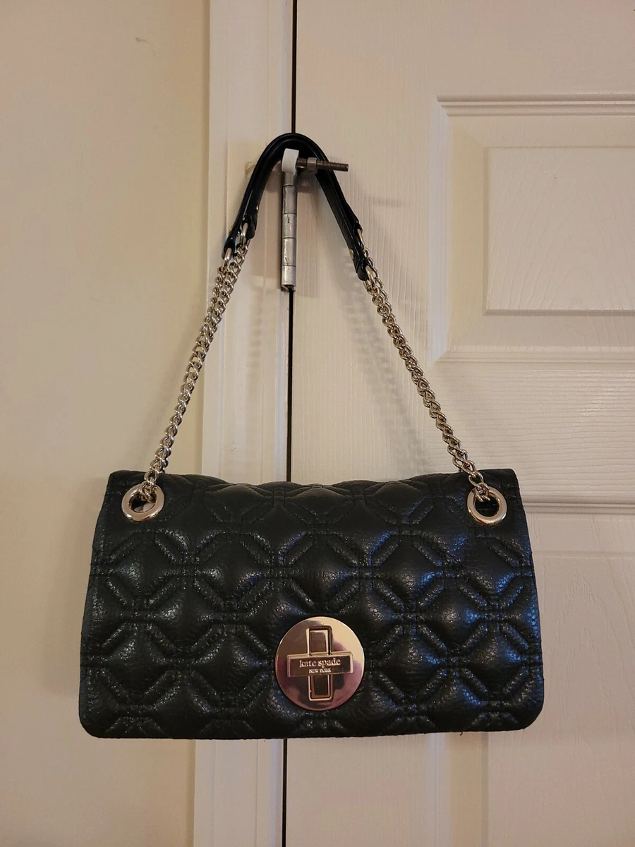 kate spade black purse with gold chain